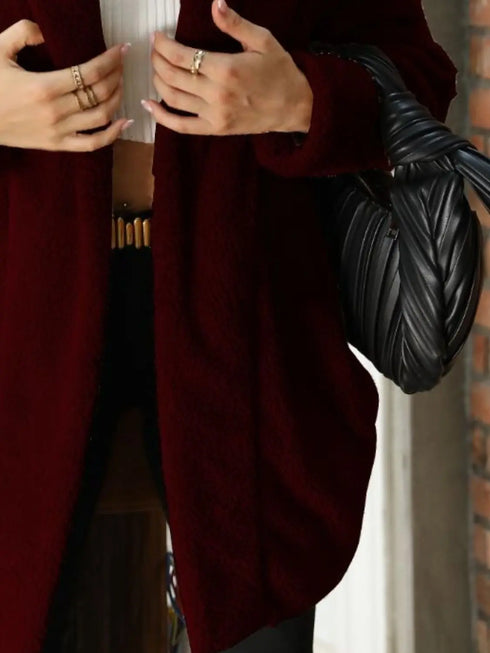 'Diora' Fleece Fur Open Coat - Celes Fashion